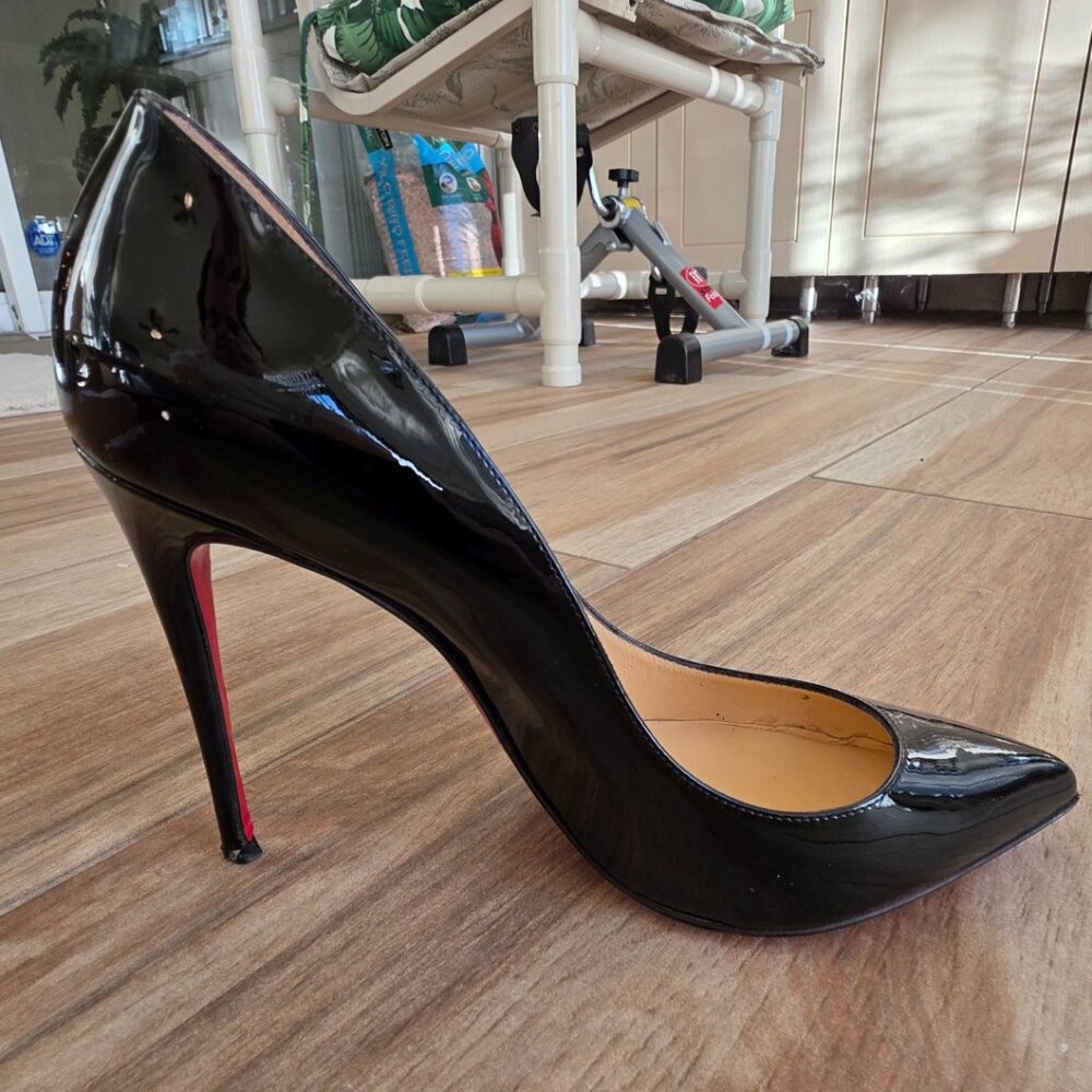 Christian Louboutin Black Patent Pigalle Pump with Signature Red Sole - Picture 8 of 13